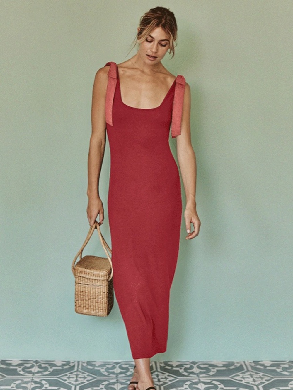 Summersalt The Softest Ribbed Tie-Shoulder Maxi Dress NWT Small